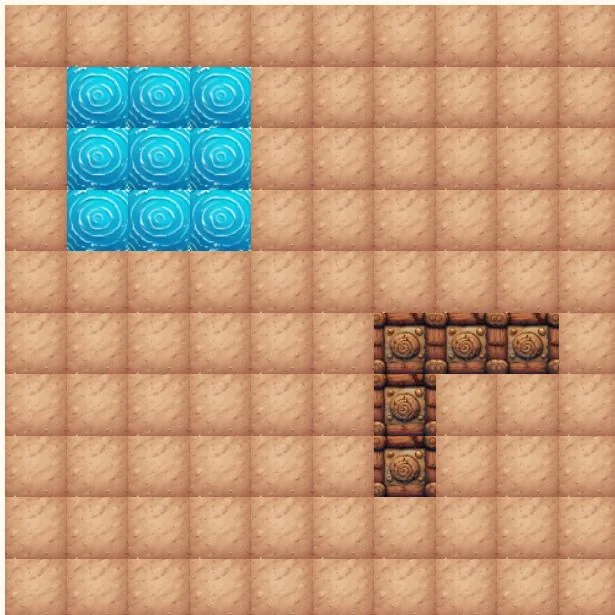 Age of War Angular map editor rendering sample water and wall terrain